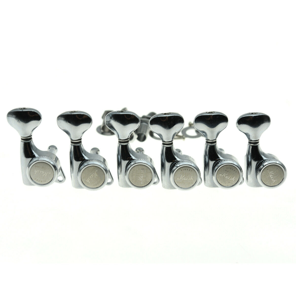 6 Inline 18:1 Gear Ratio Guitar Locking Tuners Machine Heads Tuning Keys Chrome