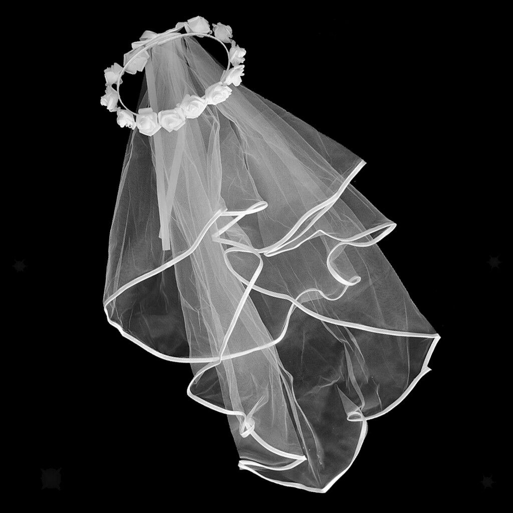 Wedding Bridal Veil Flower Boho Wreath Headband Crown Floral Garland