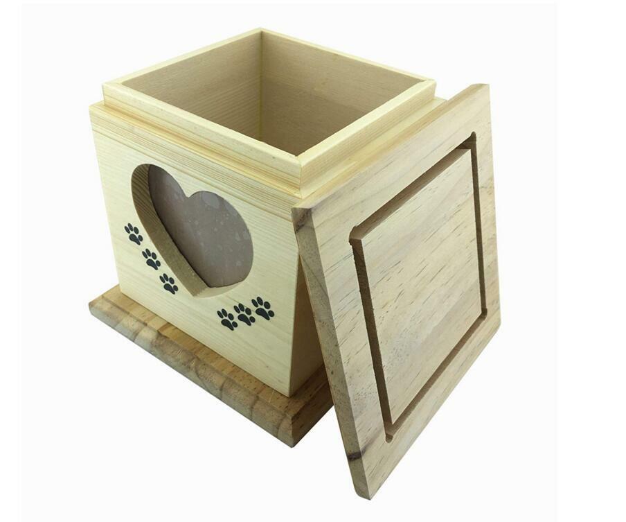 Handmade really wood Wooden Pet dog cat Urns Photo Memorial Urn Casket For Ashes