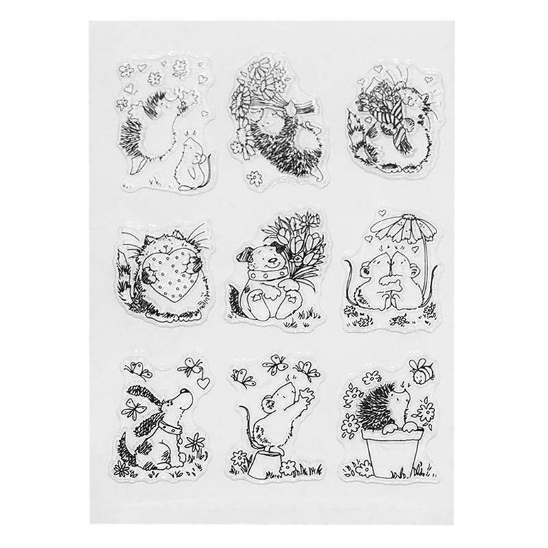 DIY Cute Hedgehog Pattern Transparent Clear Seal Card Scrapbooking Photo Album
