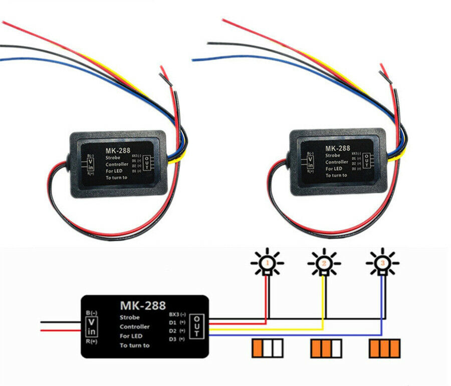 2Pcs Car Brake/Turn Signal Light Module Boxes For 3 Step Sequential Chase Flash