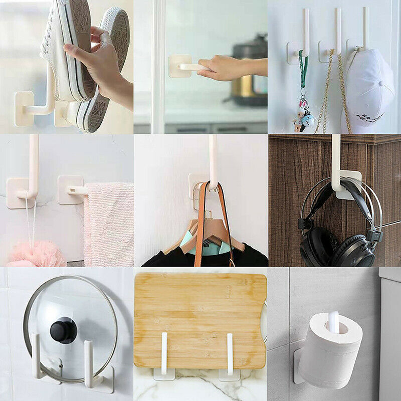 2PCS Multifunctional Hook Hanging Hanger Tool Kitchen Plastic Bedroom Punch-f SJ