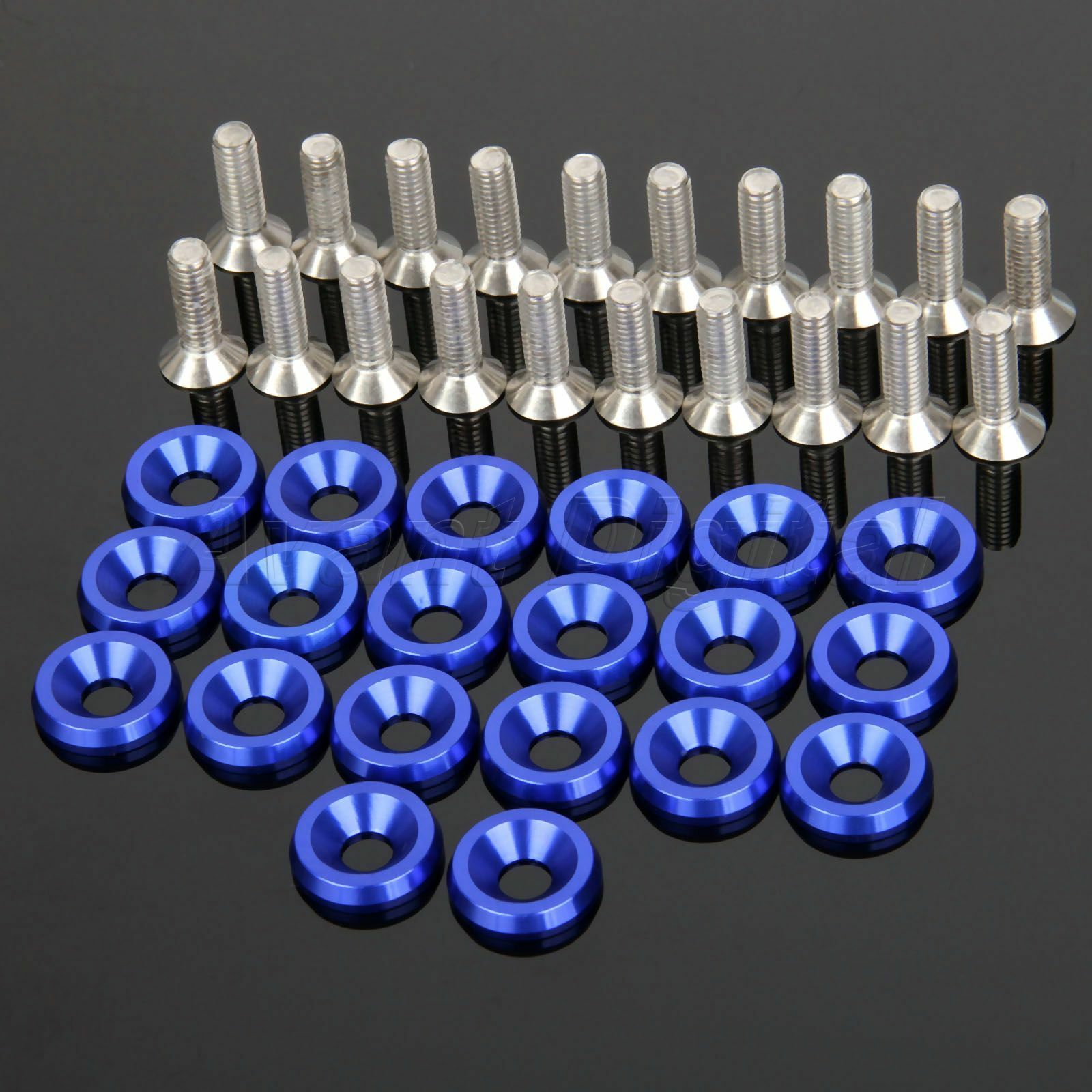 20Pcs Blue Billet Aluminum Fender Bumper Washer Bolt Engine Bay Screw Kit JDM