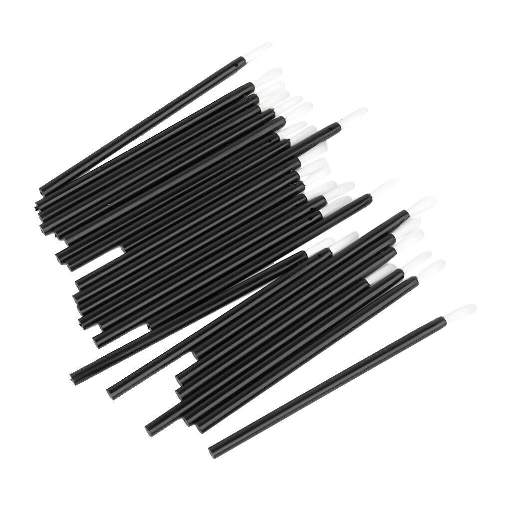 100 Pack Black Disposable Nylon Cosmetic Lipstick Lip Tint Brushes Wands Set