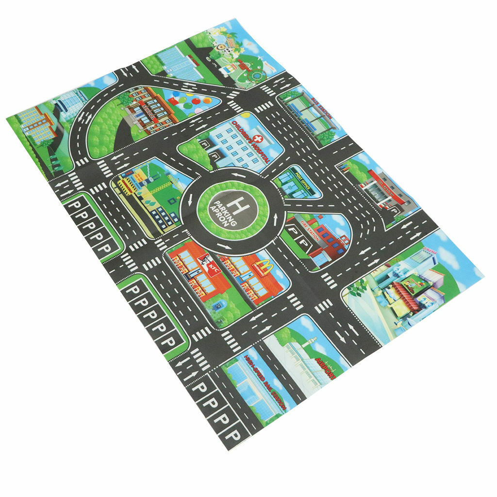 83x58cm City Play Mat Roads Car Trucks Train Pretend Game Developmental Toys