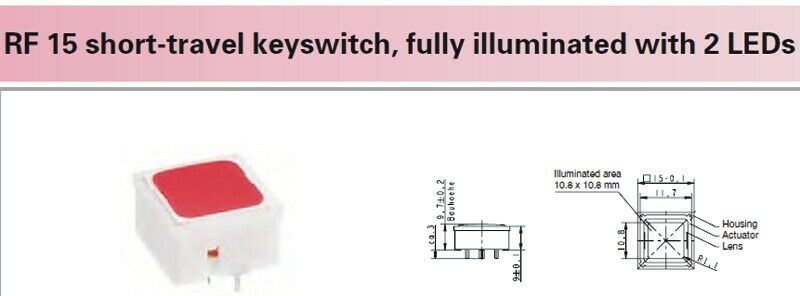 [4pcs] 3.14.200.011 Switch N.O. 35V 0.1A 2xLED Red, Au .