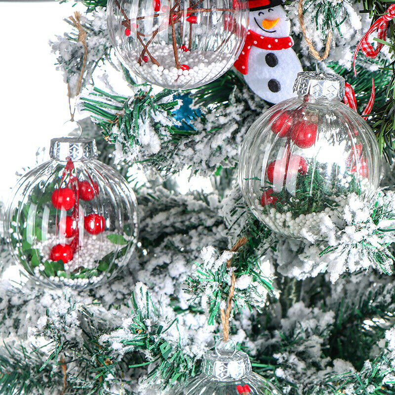 10Pcs Christmas Balls Ornaments 3 inch Clear Christmas Tree Hanging Orname EADF