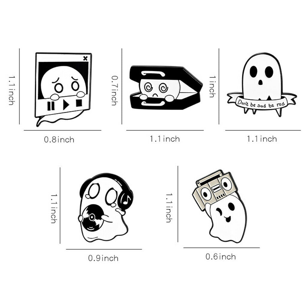 Set of 5 Halloween Ghost Brooch Pins Set for Women Men Clothes Jeans Decor