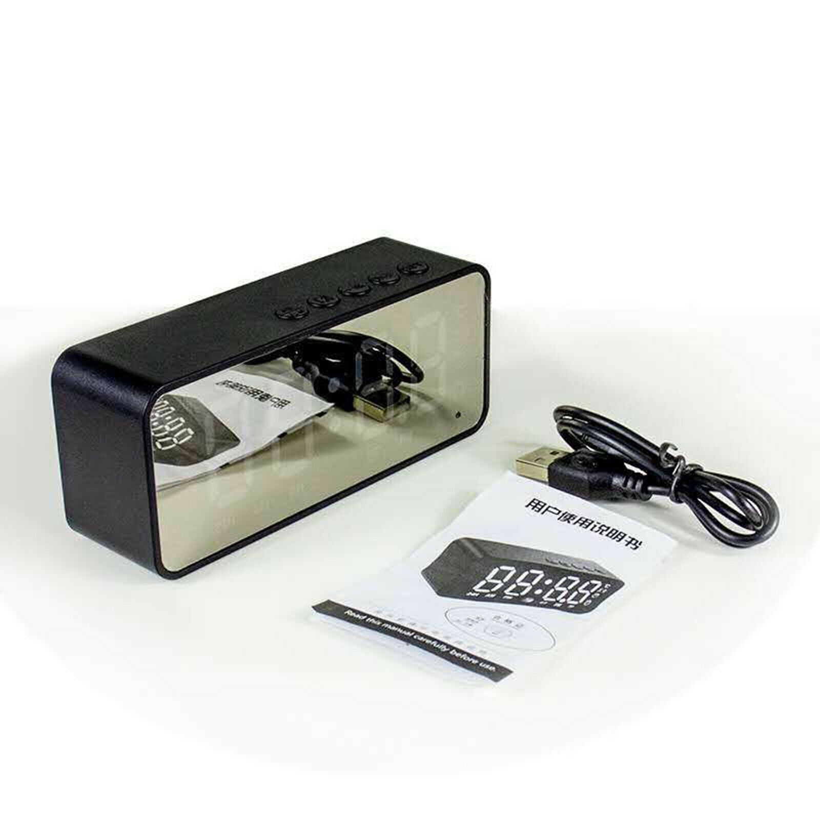 Multifunctional Bluetooth Speaker Portable Small Clock Voice Broadcast Black