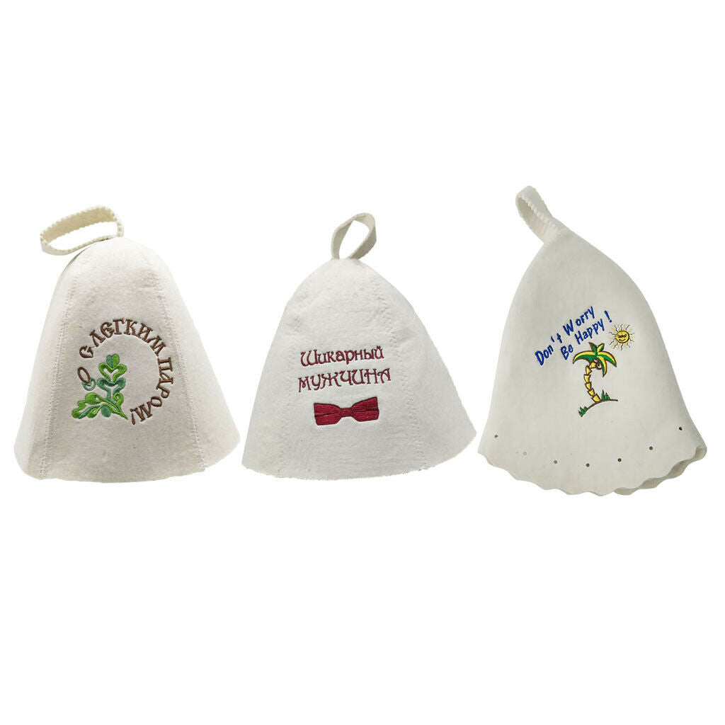 3Pcs Bathhouse Sauna Wool Felt Hat Fits for  All Unisex  33x 30cm/ 12.99x