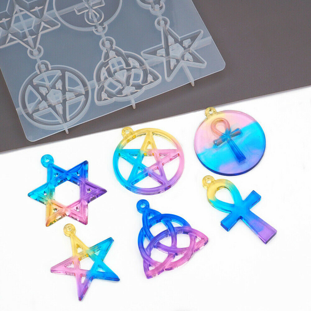 Pentagram Crystal Epoxy Casting Silicone Mold Pendant Jewelry Making Craft DIY