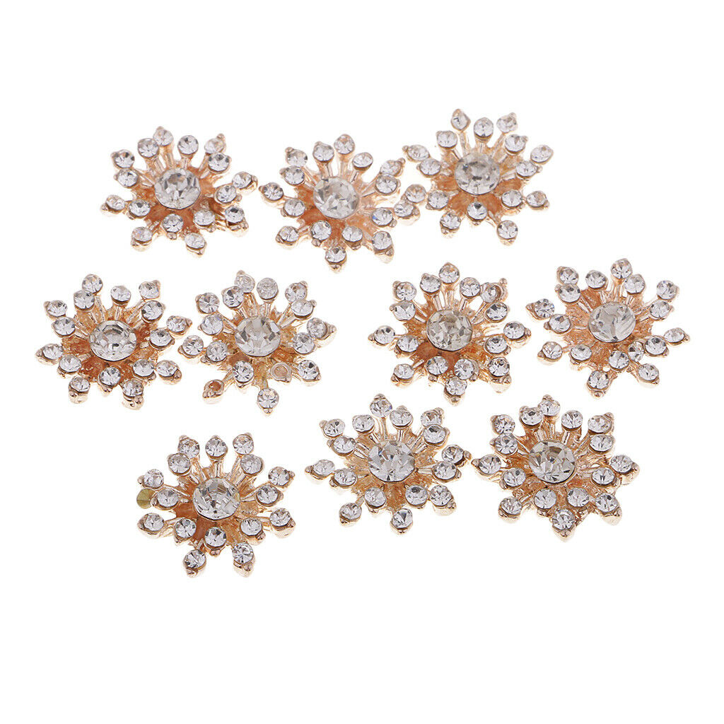 Prettyia 10pcs Crystal Rhinestone Flatback Buttons Embellishment Sewing Crafts