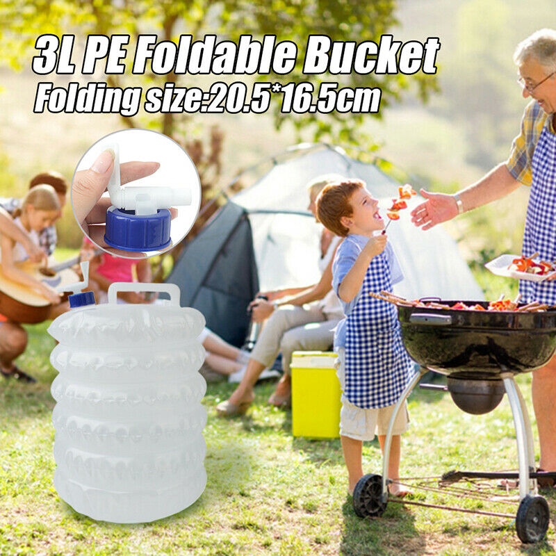 Outdoor Camping Foldable Bucket Water Bag Container with Tap Portable .l8