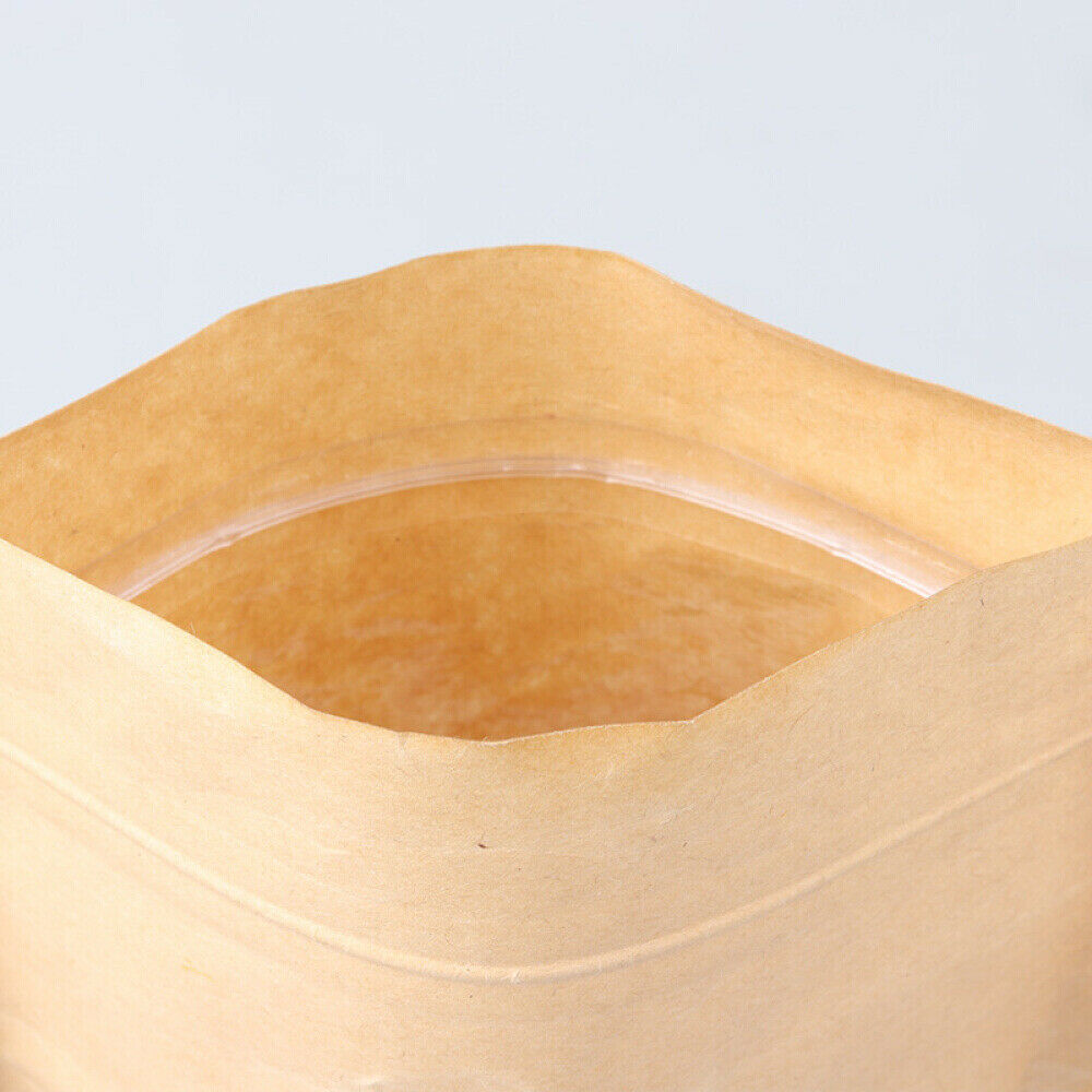 100 Pieces Kraft Bags with Window Stand Up Seal Paper Bag for Home Business