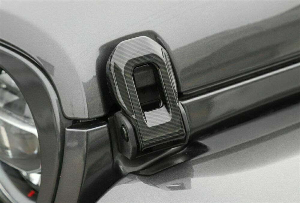 For Jeep Wrangler JL JT 2018-2020 Carbon Fiber Hood Lock Latch Buckle Trims 2Pc