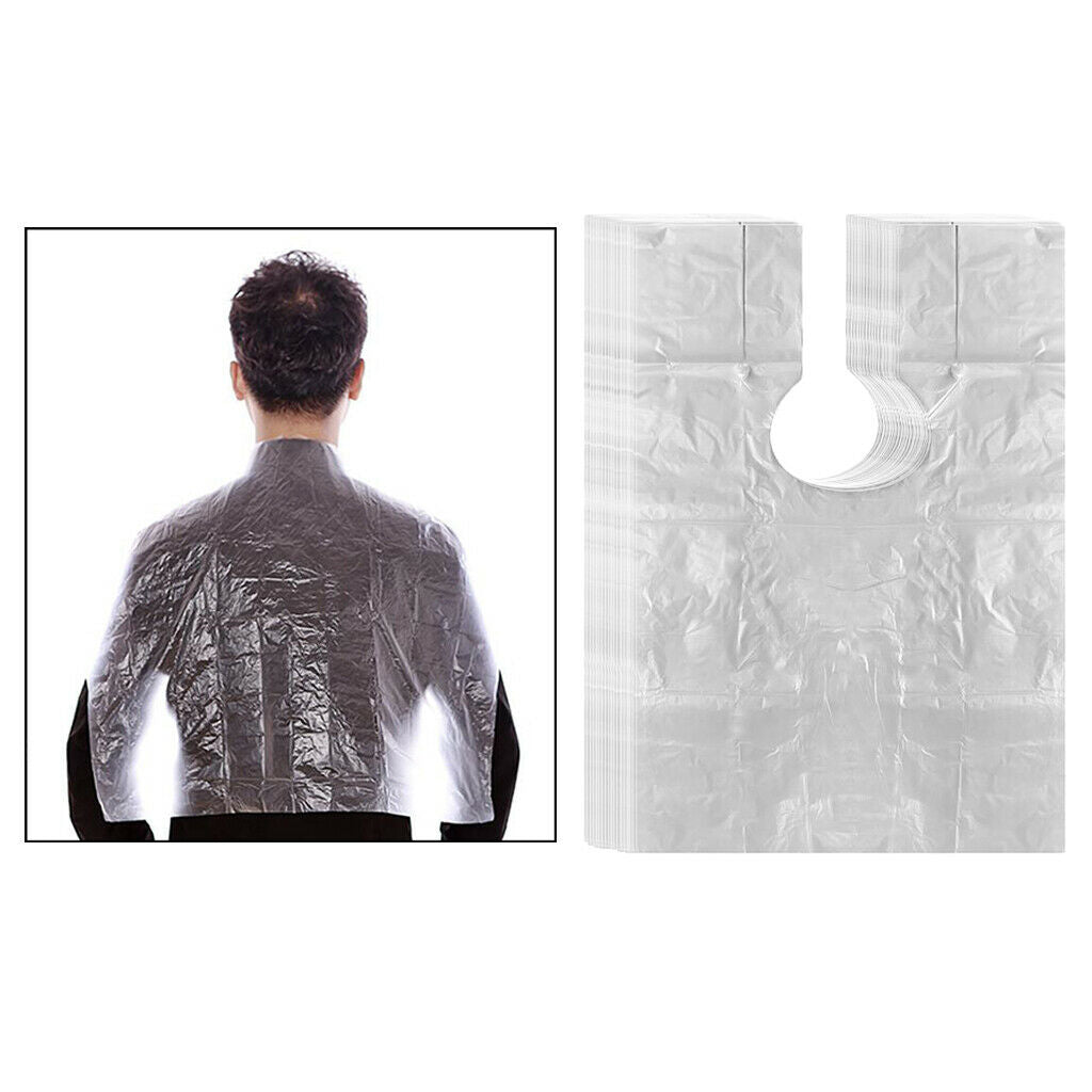 100pcs PE Disposable Hair Cutting Cape Gown Salon Barber Capes Cloth Apron