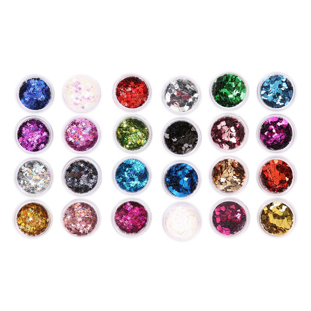 24 Colors Nail Sequins Irregular Flakes Sparkle Nail Art Manicure DIY Decor
