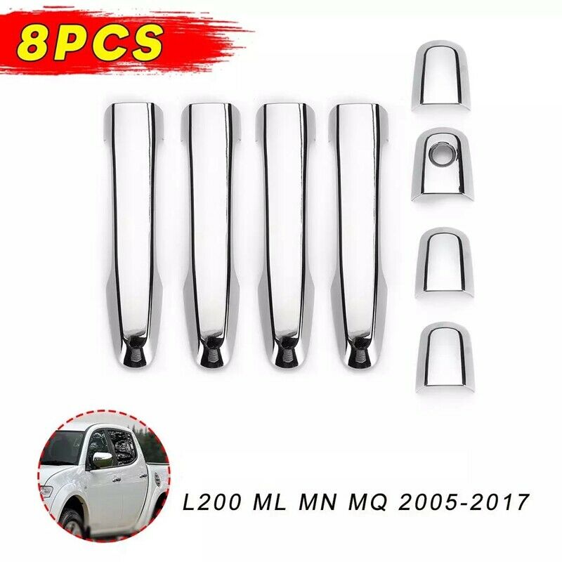 8Pcs Chrome Door Handle Cover Trim for MITSUBISHI TRITon L200 ML MN MQ 2005-O3D2