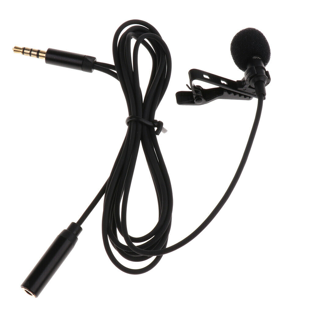 3.5mm Plug Clip On Lapel Collar Condenser Microphone with Earphone Adapter