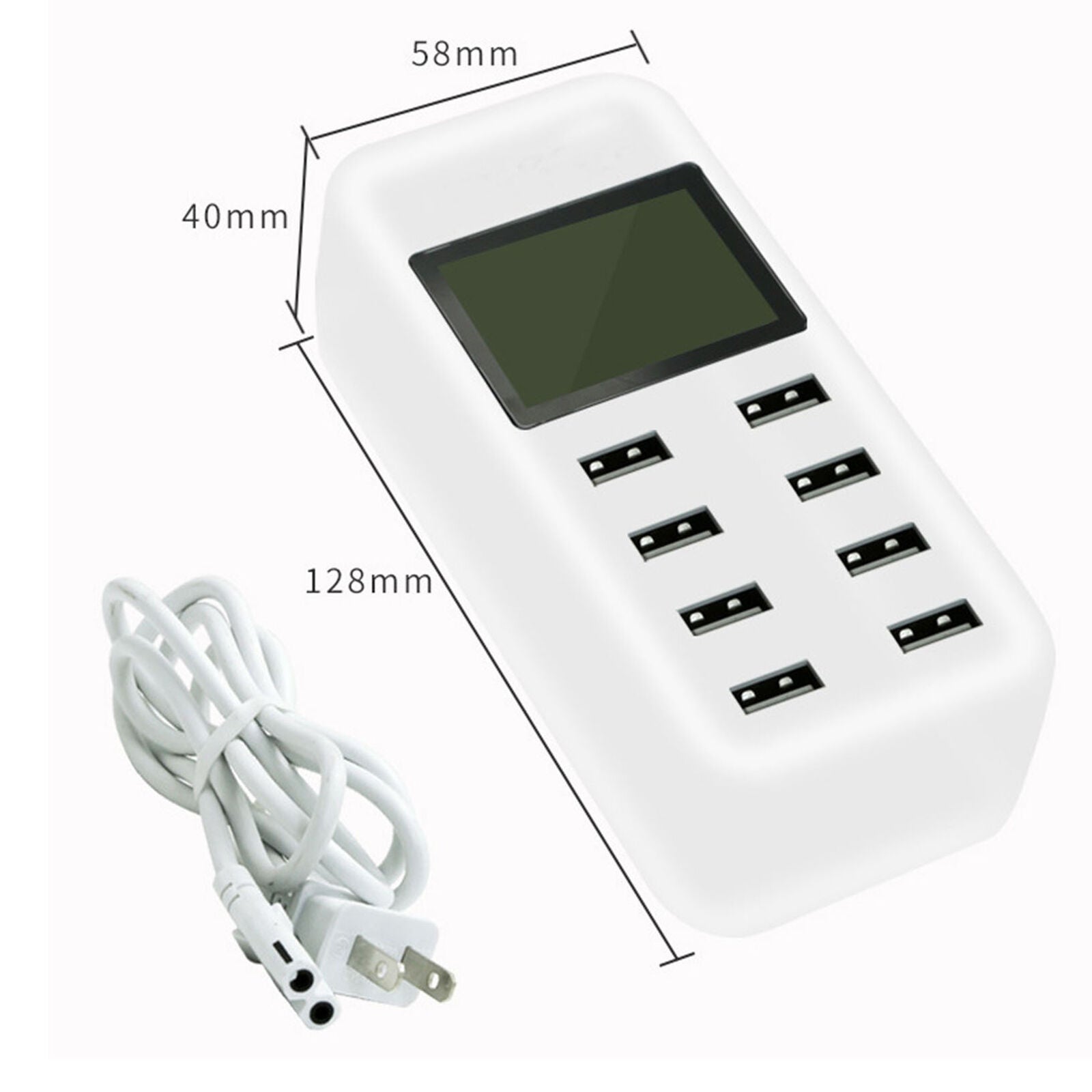 8-Port Smart Multi USB AC Wall Charger Hub Smart Fast Wall Charging Station LCD