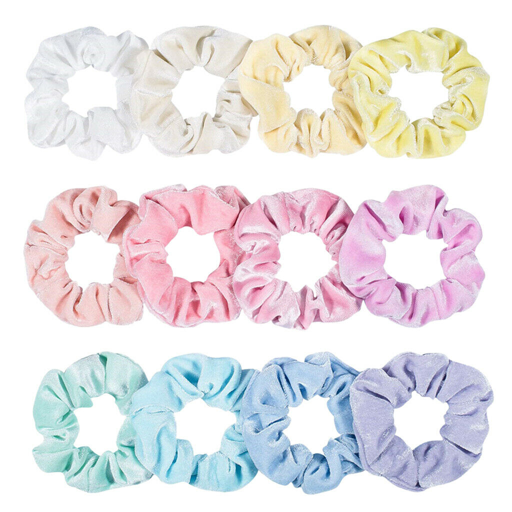 12 Pieces of Velvet Hair Ties, Pigtail Ties, Pigtail Ties, Soft, Comfortable