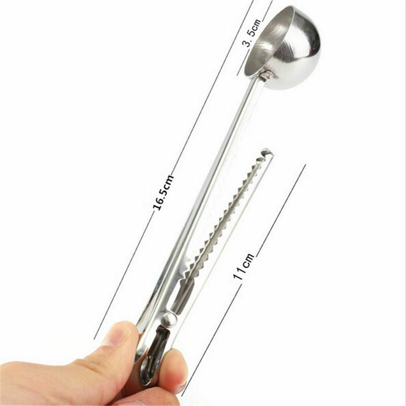 Stainless Steel Multifunctional Spoons Coffee Measuring Scoop With Bag Seal Clip