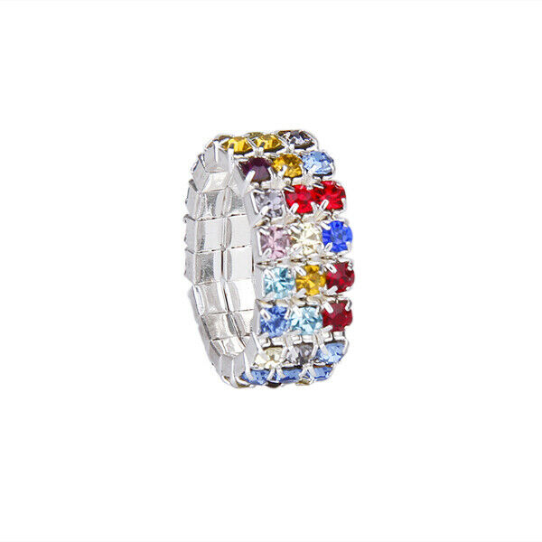 Elastic Multicolor 3 Row Crystal Rhinestone Toe Ring Bridal Jewelry 9mm