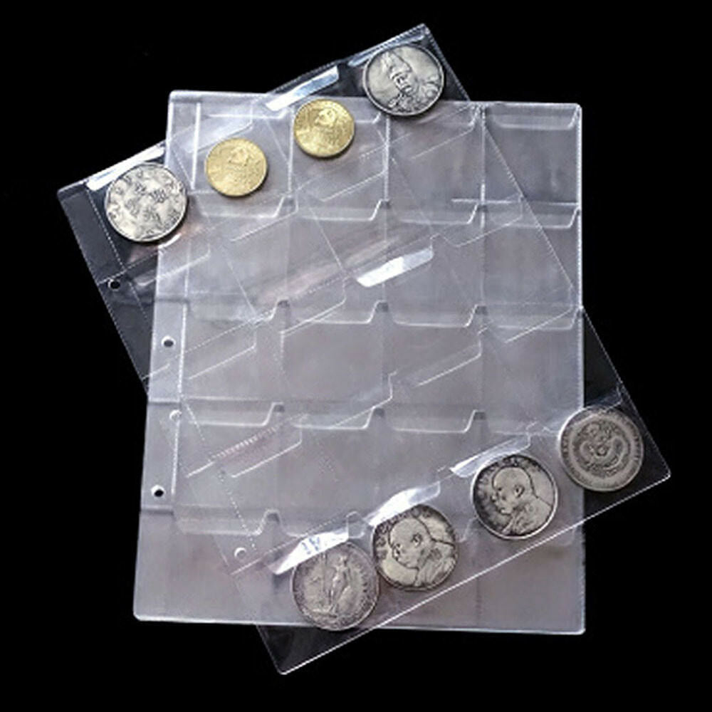 2X Clear 20 Pockets Plastic Coin Holders Storage Collection Money Album Case