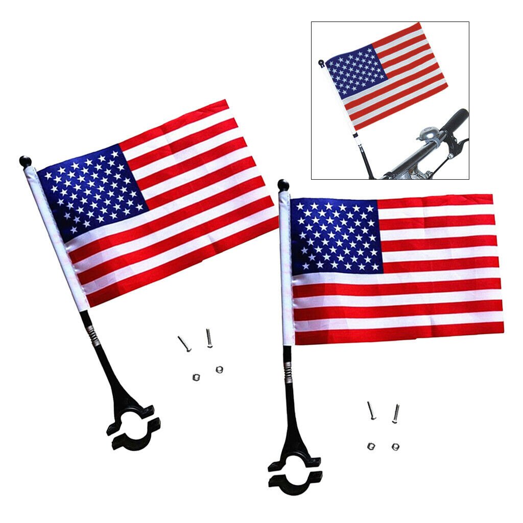 2x Universal  National Flags for Bike Scooter Motorcycle Handlebar