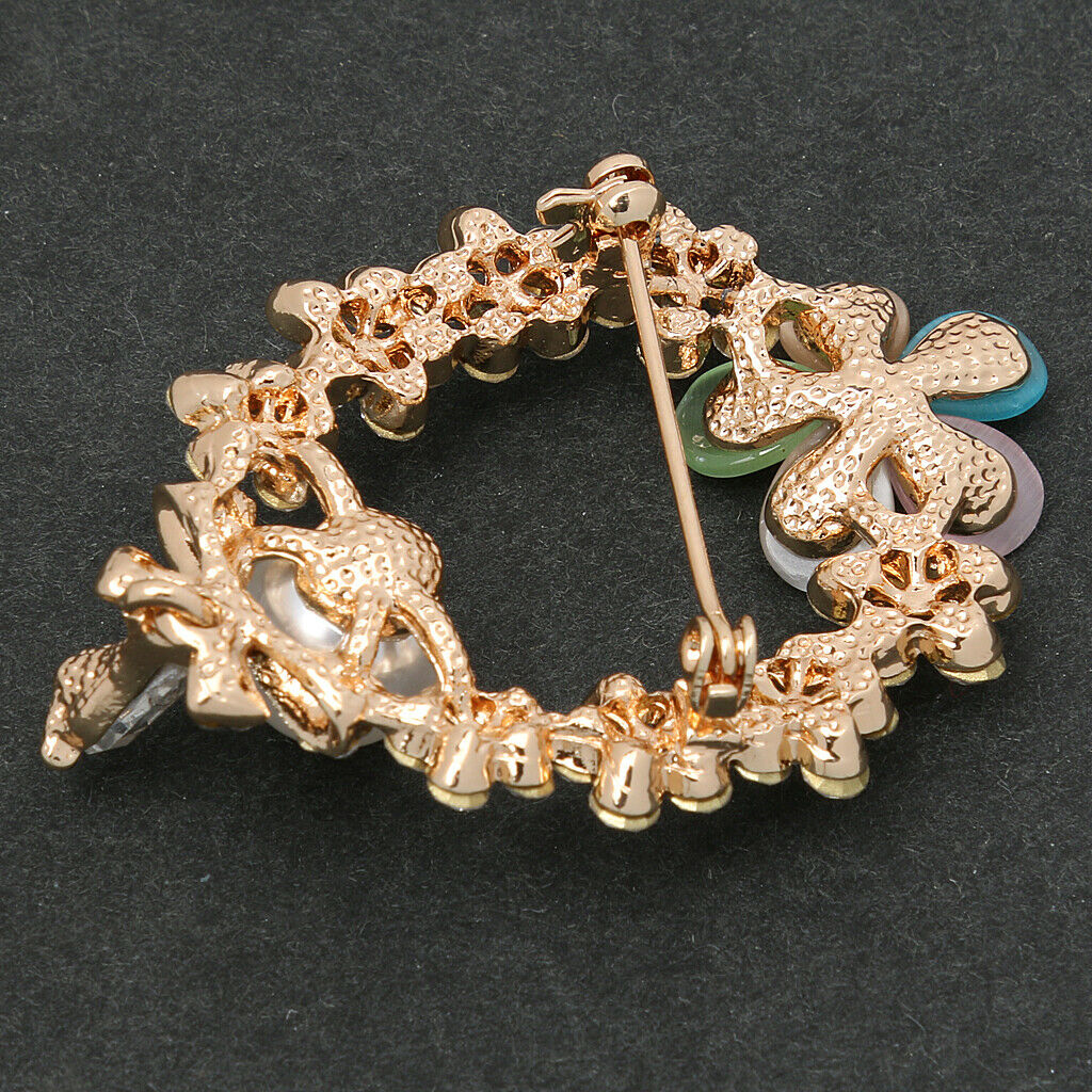 Elegant Alloy Crystal Pearls Bow Flower Brooch Wedding Bridal Bouquet Pin