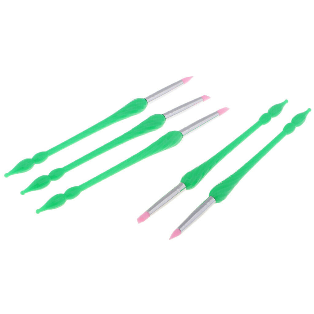 5pcs Professional Nail Art Brush UV Gel Polish Drawing Liner Painting Pen Green