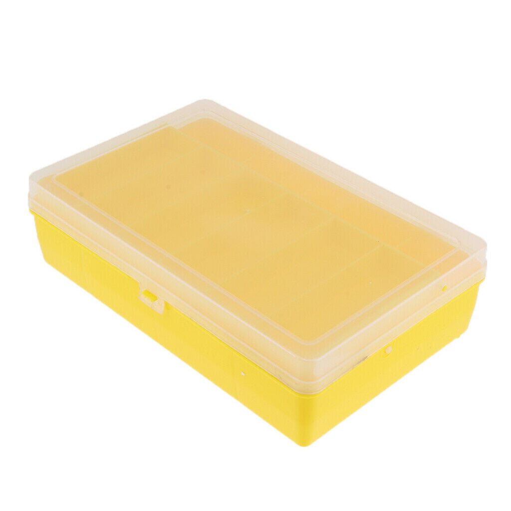 2-Tray Fishing Tackle Box Bait Lure Storage Container Yellow 25.6x15.8x7.5cm