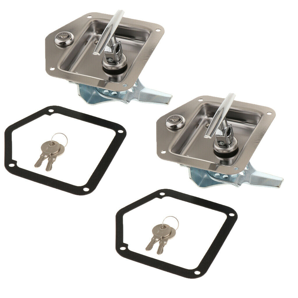 Stainless Steel Car Truck Trailer Toolbox Lock Latch w 2 Key T Handle 2 Pack