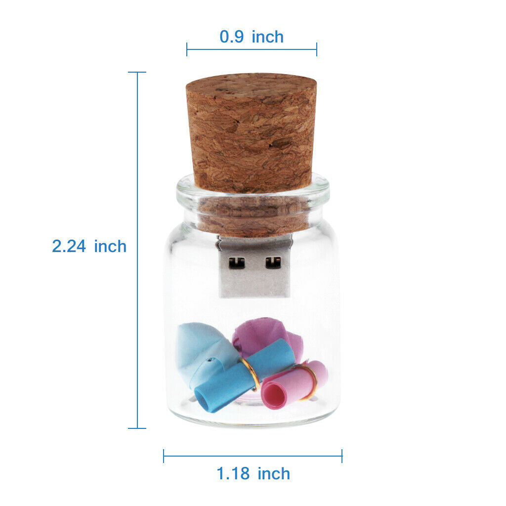Wooden Cork Glass Bottle U-Disk3.0 32GB Flash Drive Memory Stick Lovely Gift