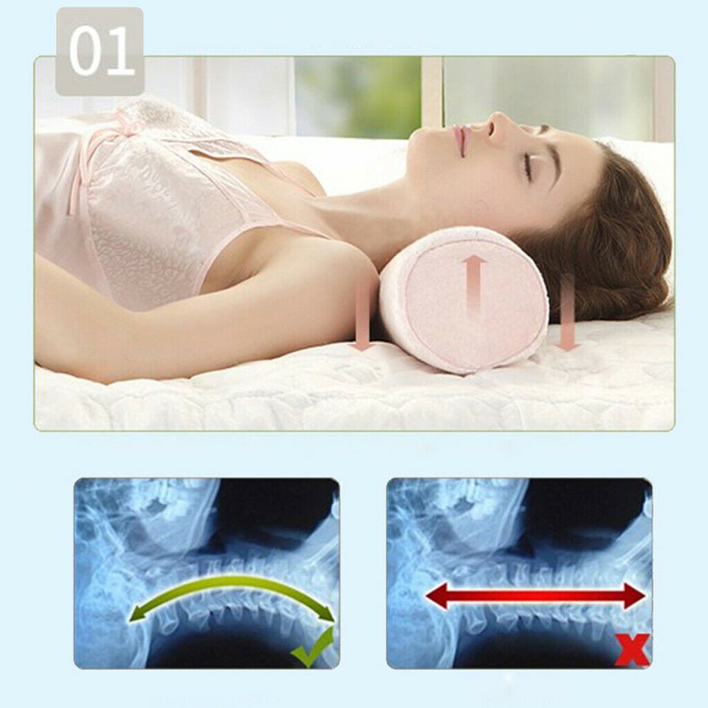 Soft Portable Round Memory Foam Pillow Back Cushion Office Use Wine Red