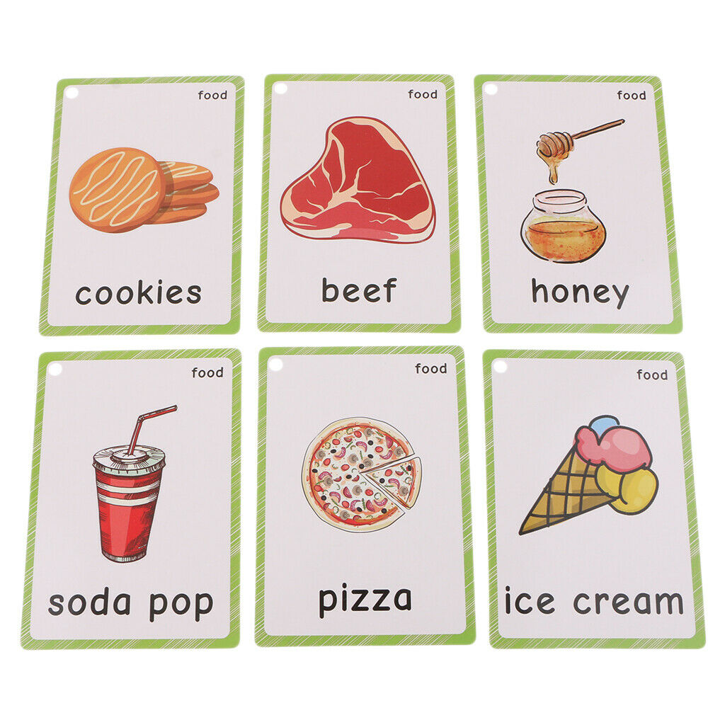 35Pcs Kids Early Educational Sight/Picture Word Flashcards for Food,Strengthen