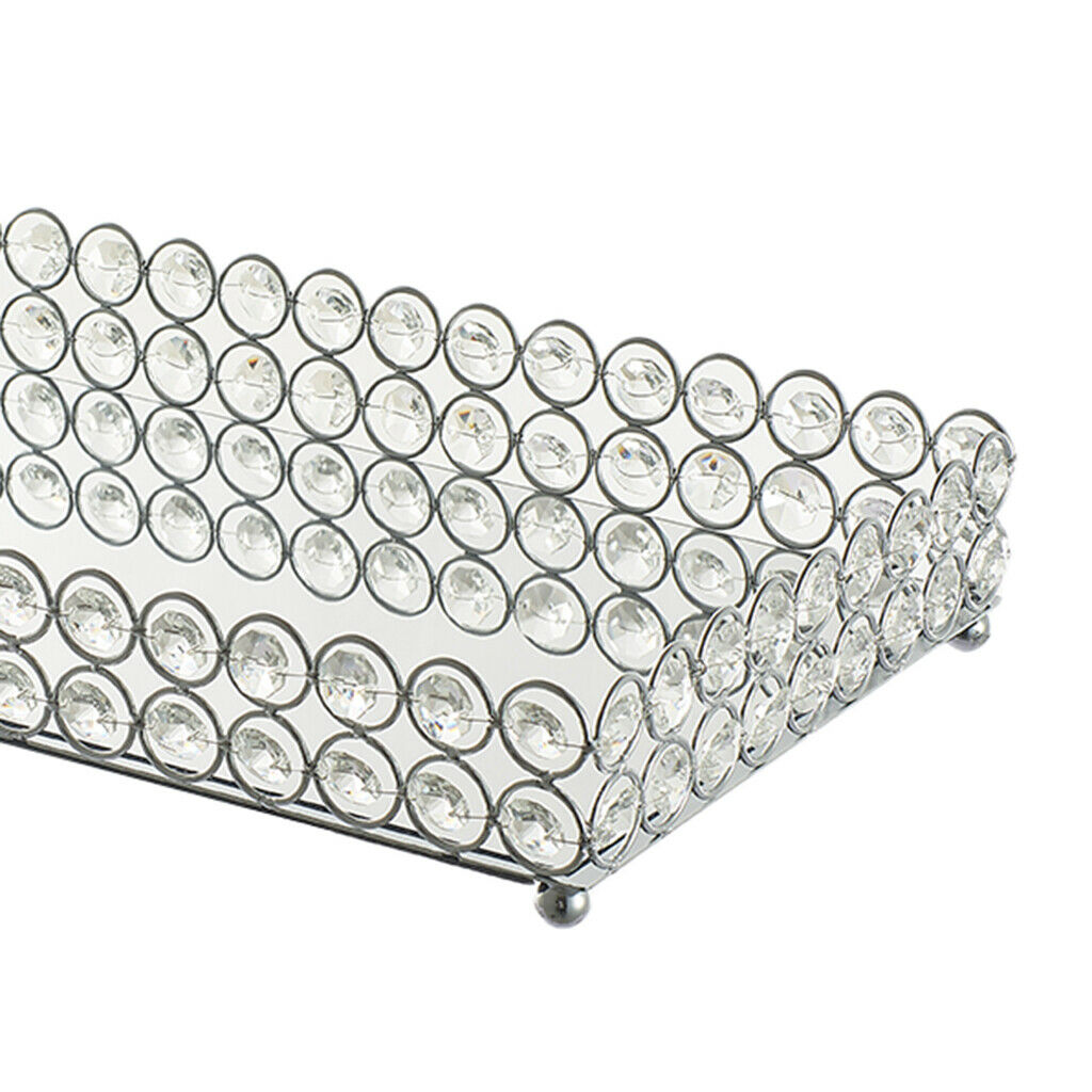 1pc Mirrored Crystal Vanity Tray Jewelry Tray Decorative Tray Case 35x20x5cm
