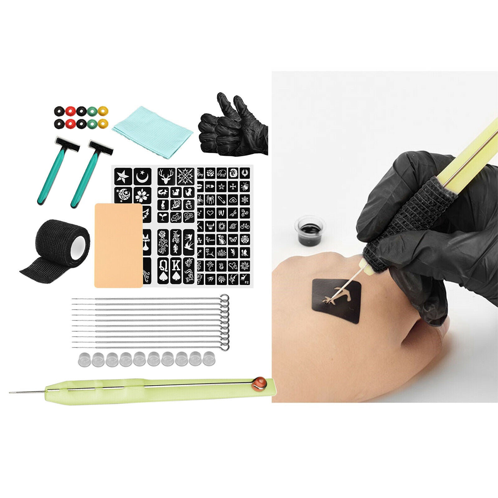 Needles and Poke Tattoo Tool Kit - Clean & Safe Hand Poke Tattoos - DIY Tattoo