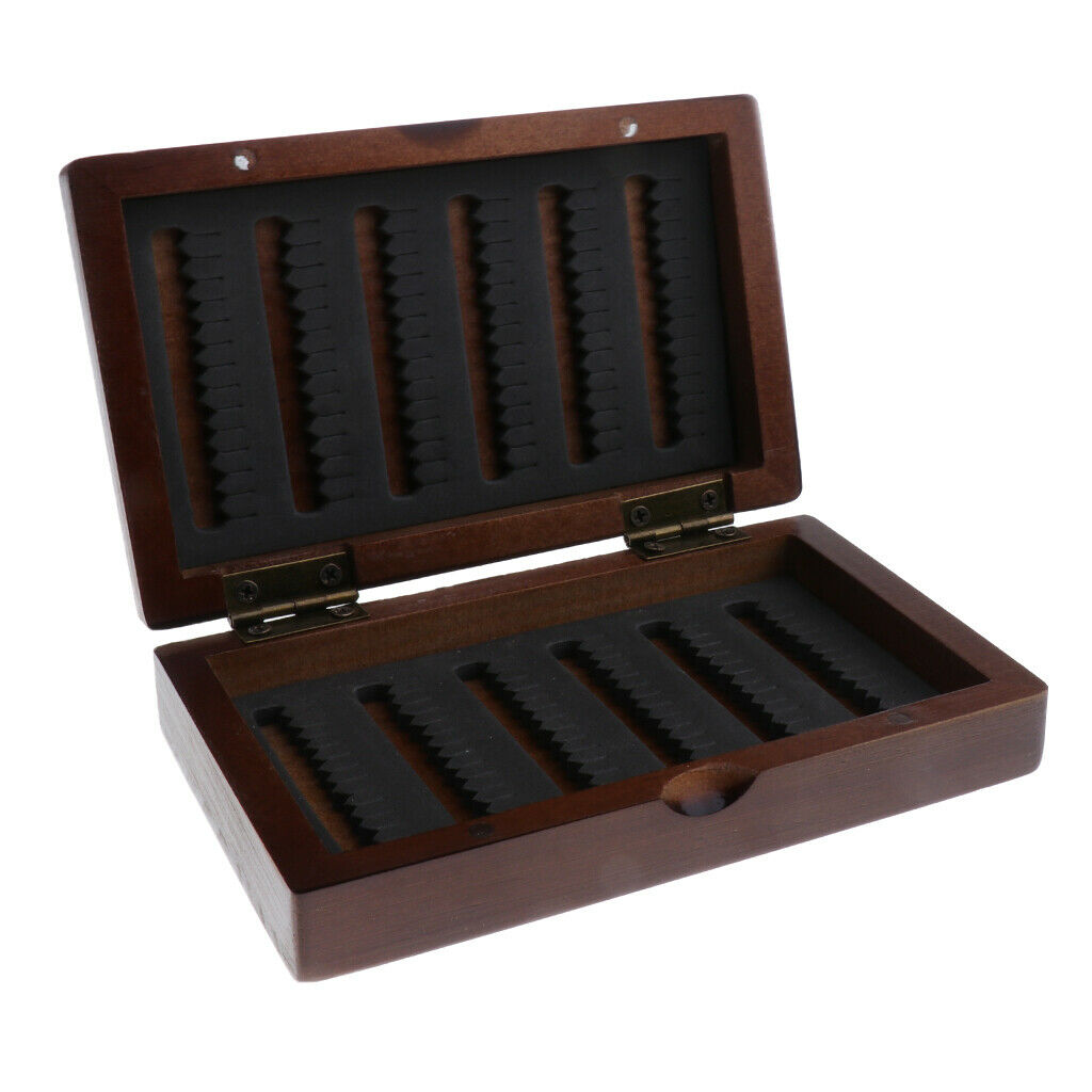 Fly Fishing Box Dry Fly Box Wooden Fishing Flies Lure Case Slit Foam Insert