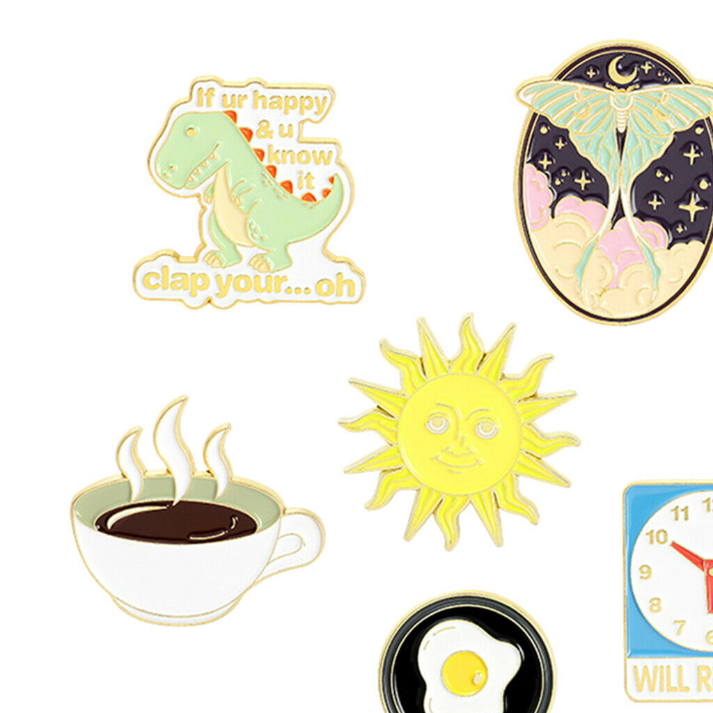 Adorable Enamel Pins Sun Custom Brooch Bag Clothes Lapel Pin for Kids 6 Pcs