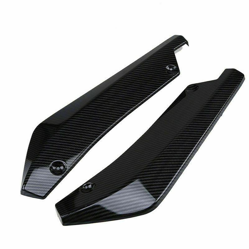 Pair Auto Carbon Fiber Style Rear Bumper Lip Diffuser Splitter Canard Protector