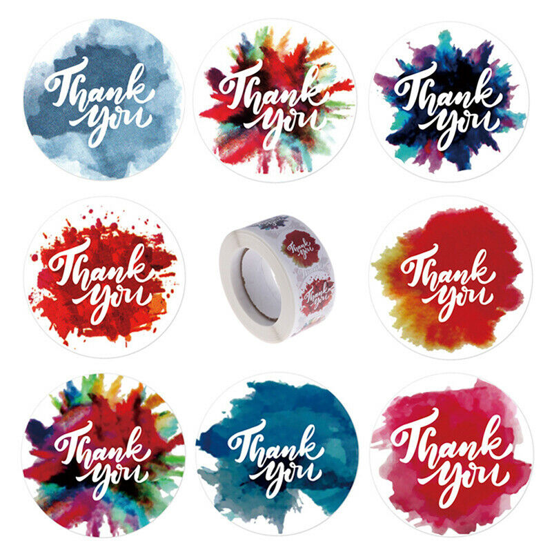 500Pcs Thank You Stickers Hand Made Love Labels Round Heart Business Stic.l8