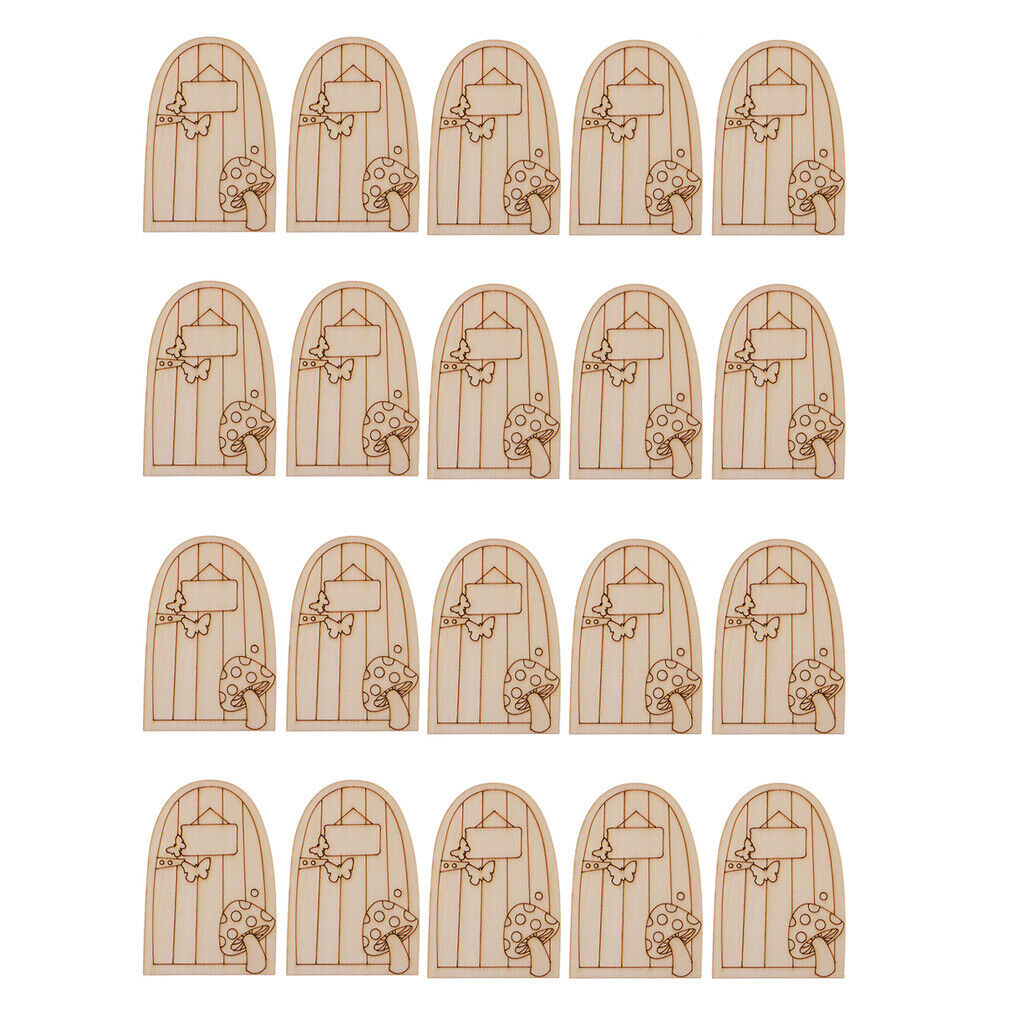 20pcs Magical Fairy Door Garden House Wooden Plaque Mini Sign