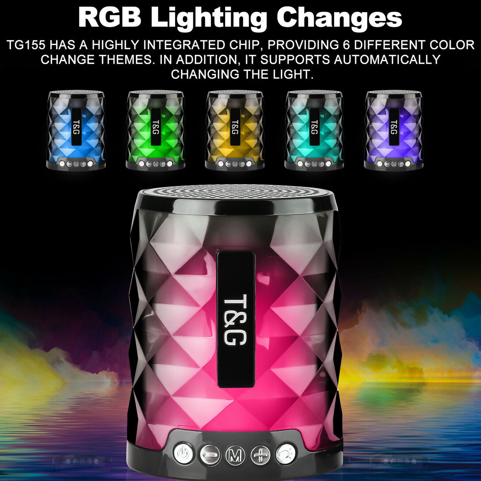 Bluetooth 5.0 Wireless Speaker Super Bass Rechargeable USB/TF/FM Radio Portable