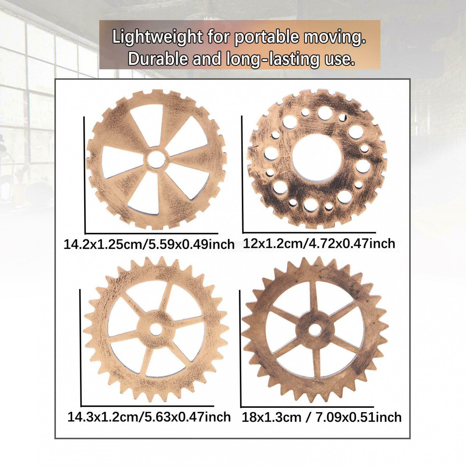 4Pcs Steampunk Wooden Gear Clock Home Wall Door Hanging Decoration Ornament