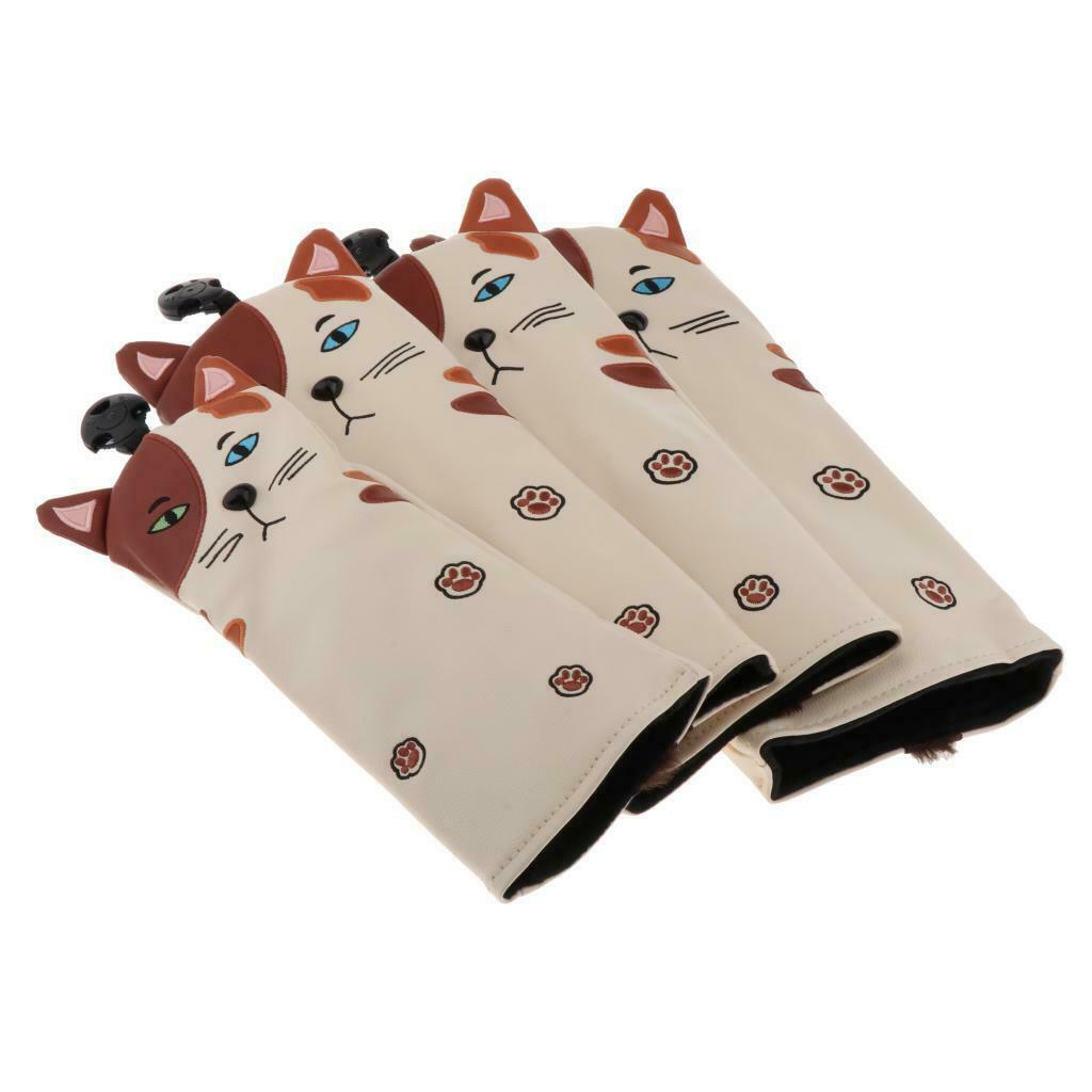 4x Golf Wood Headcover for Driver Fairway Hybrid UT Set Mallet Putter PU Leather