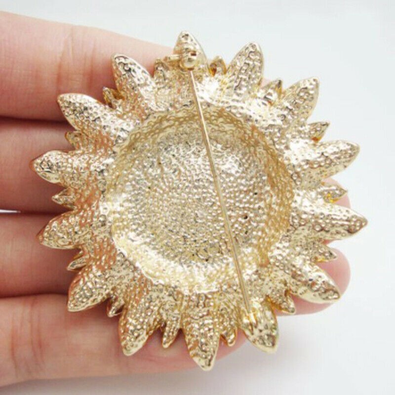 1pc Jewelry Charming Sunflower Flowers Yellow Rhinestone Crystal Brooch P.l8