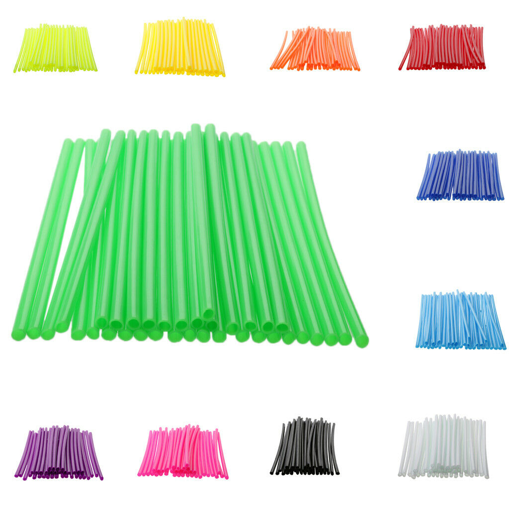72Pcs Wheel Rim Spoke Cover Skins Wraps Kit Fits For Motorbike Red+Green