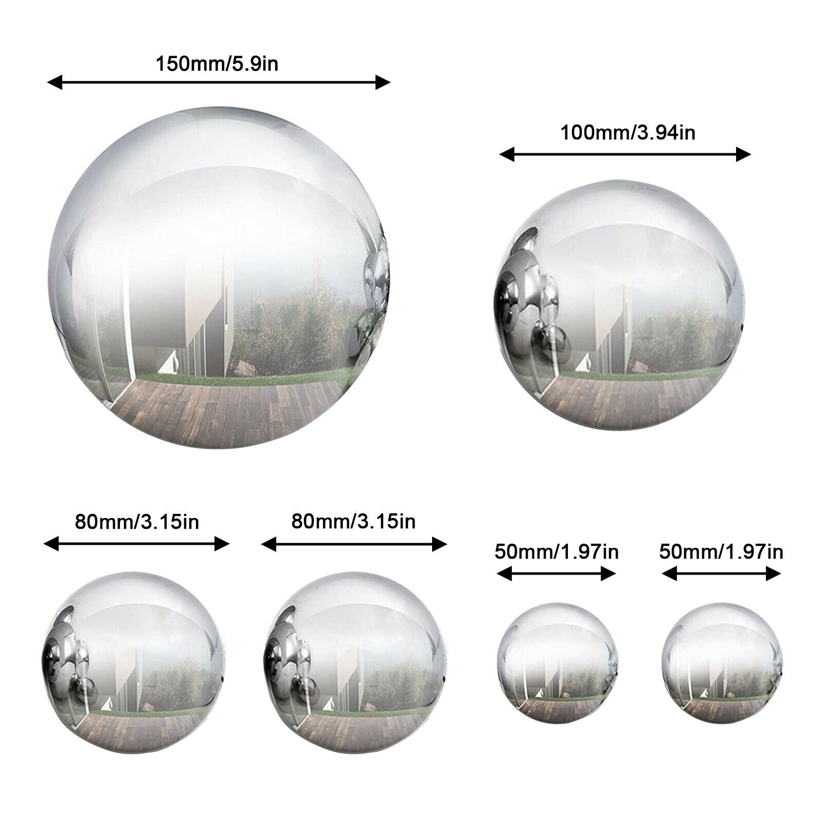 1Set Stainless Steel Mirror Polished Sphere Hollow Round Ball Garden Ornament