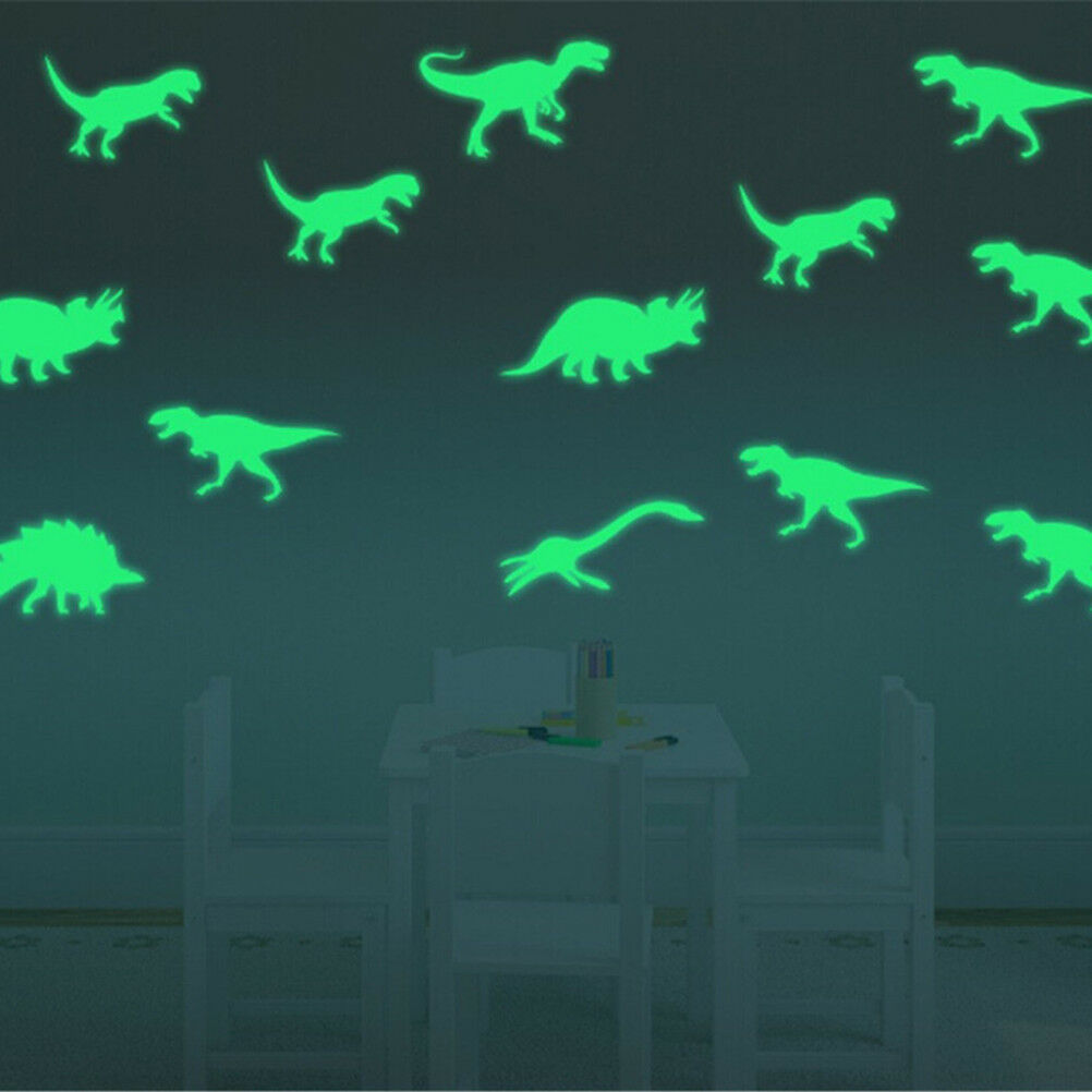 9x Glow in the Dark Luminous Dinosaurs Stickers Kids Room Wall Art DecoratioADD
